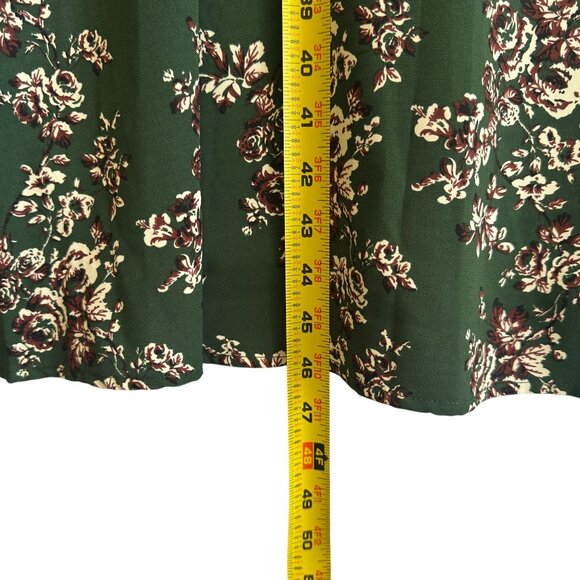 ASTR the Label Green Floral Print Ruched Long Sleeve Midi Dress Keyhole Size S - Picture 10 of 10